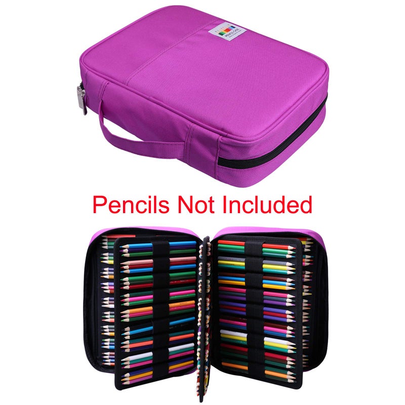 BOMKEE Pencil Case for Adults 220 Slots Colored Pencils Gel Pen Organizer Bag with Zipper for Artist Handy Glitter Gel Pens, Refills, Waterproof Coloring Holder Pencils Case(Purple) - Image 2
